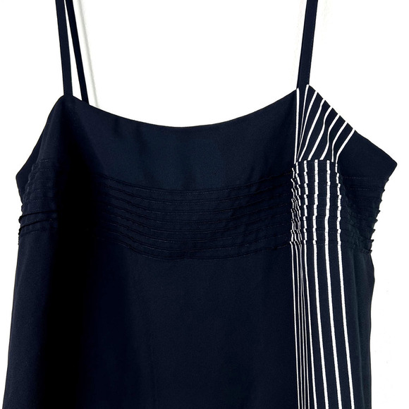 La Perla Vintage Mini Slip Dress Black White Stripe Pintuck Side Slit Spaghetti - Picture 2 of 8